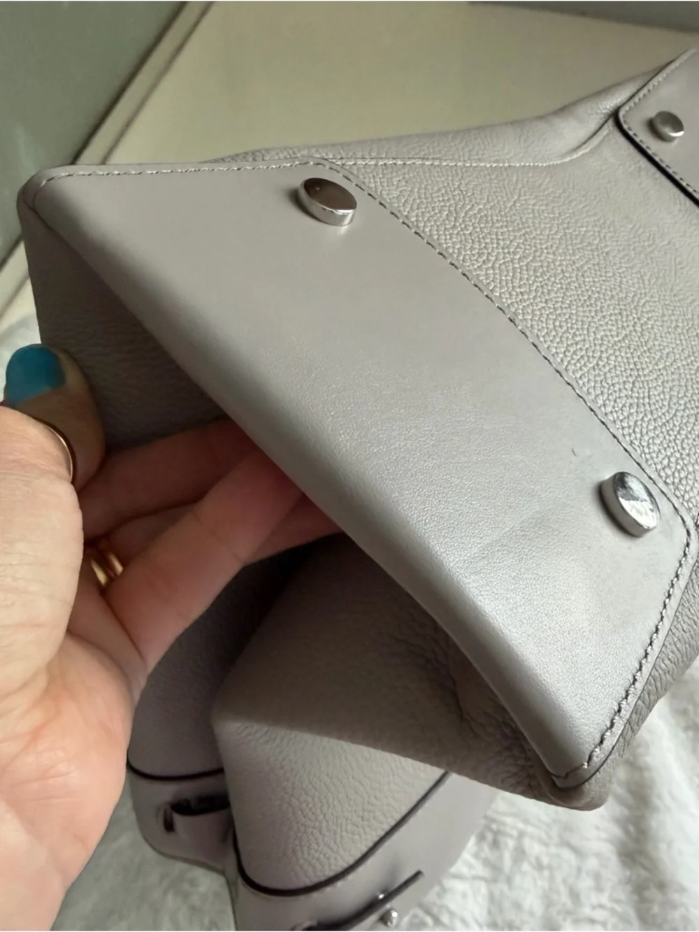 Michael Kors Pebbled Leather Satchel – Neutral/Taupe | Silver Hardware - Picture 13 of 14